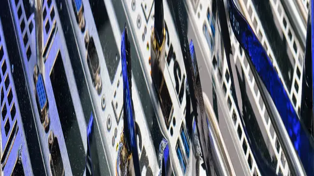 Close-up of 2CRSi immersion-cooled server hardware