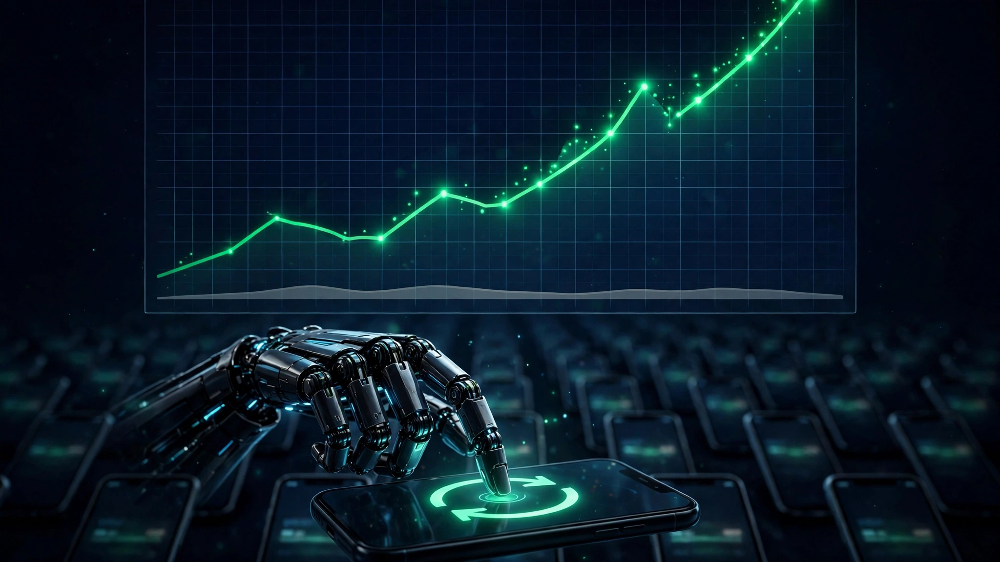 Illustration of an AI agent moving funds as yield charts climb