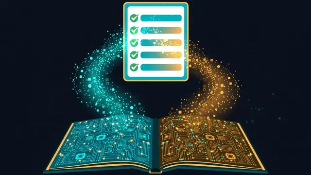 Scientific papers flowing as light streams into a cited report document