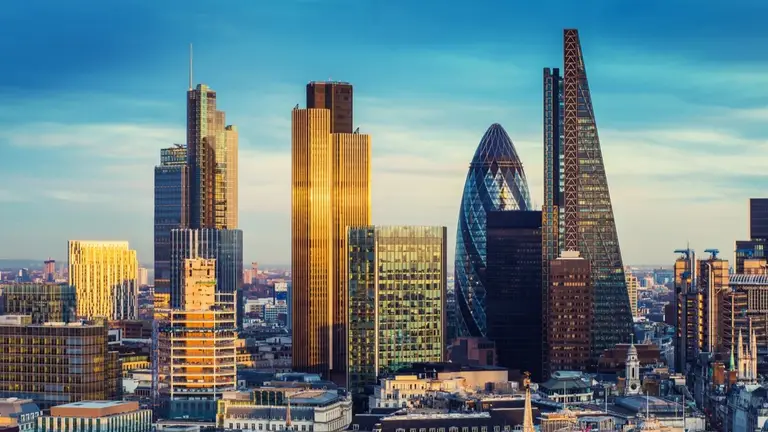 London City skyline at golden hour