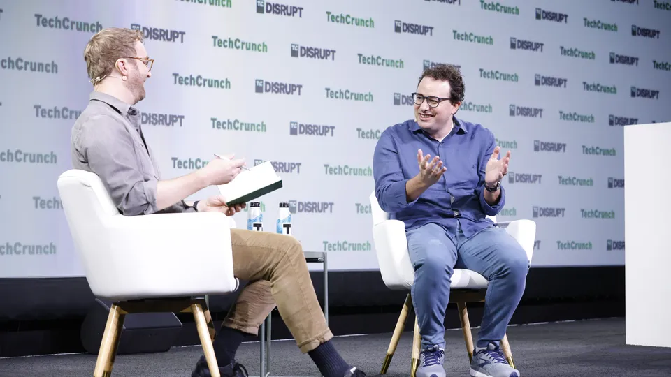 Anthropic CEO Dario Amodei on stage at TechCrunch Disrupt 2023
