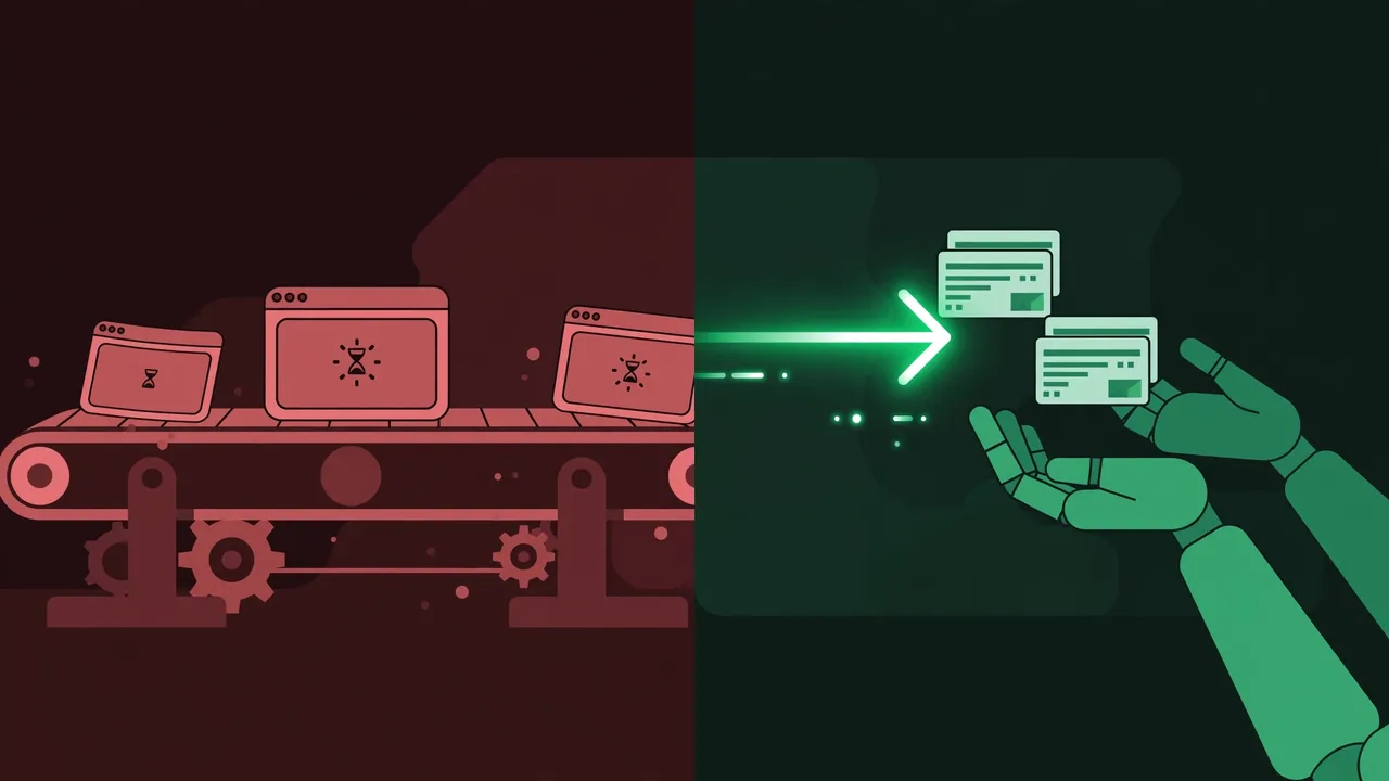 Browser-driving a page versus calling a learned API: two approaches side by side
