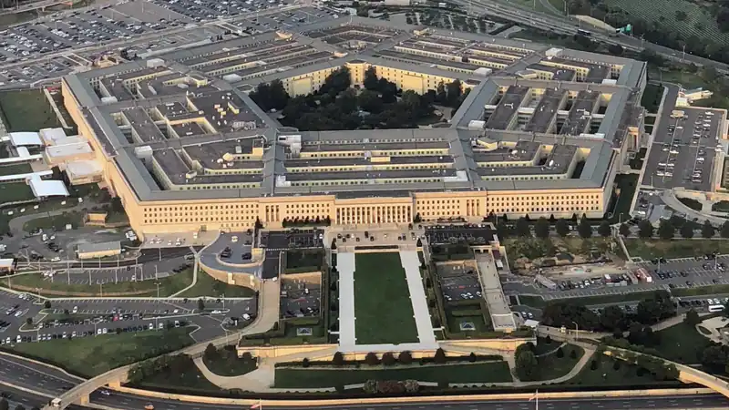 Aerial view of the Pentagon building in Arlington, Virginia