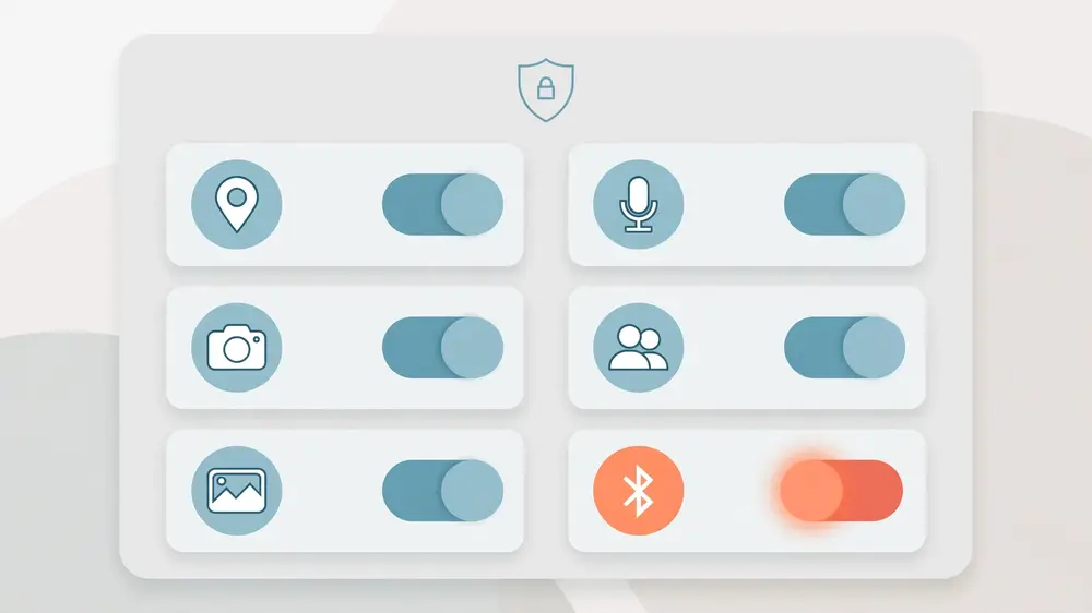 A minimal settings panel with toggle switches for app access, one switch turned off and highlighted
