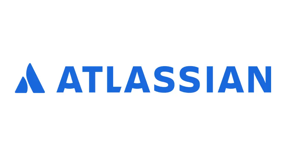 Atlassian logo on a white background with a blue accent bar.