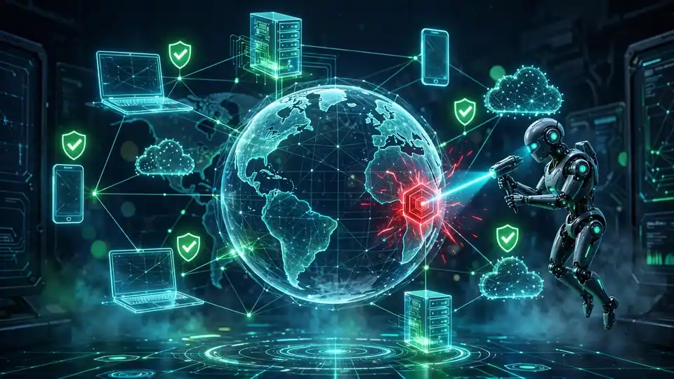 Holographic command center view of unified cybersecurity asset data