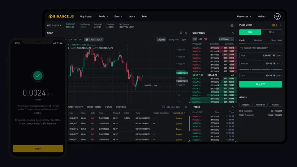 Binance trading platform interface