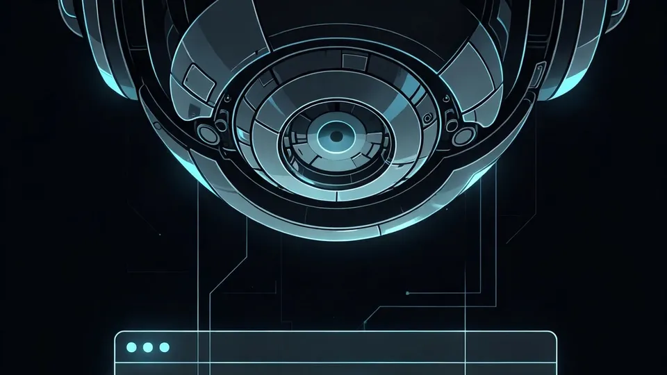 A robot eye watching over stacked translucent browser windows, representing cloud browser automation