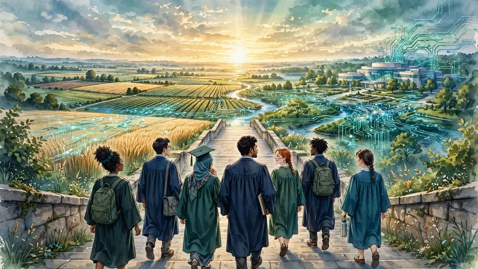 Graduates looking toward a future where AI reaches farms, hospitals and new companies