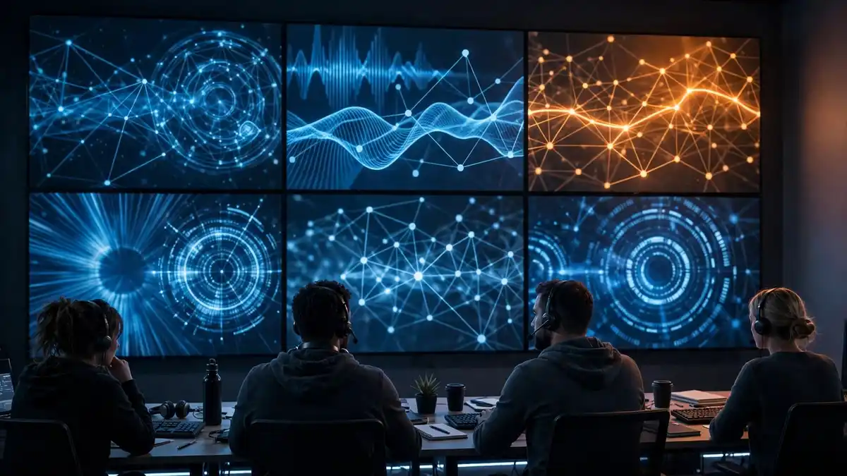 A security operations center monitoring network activity