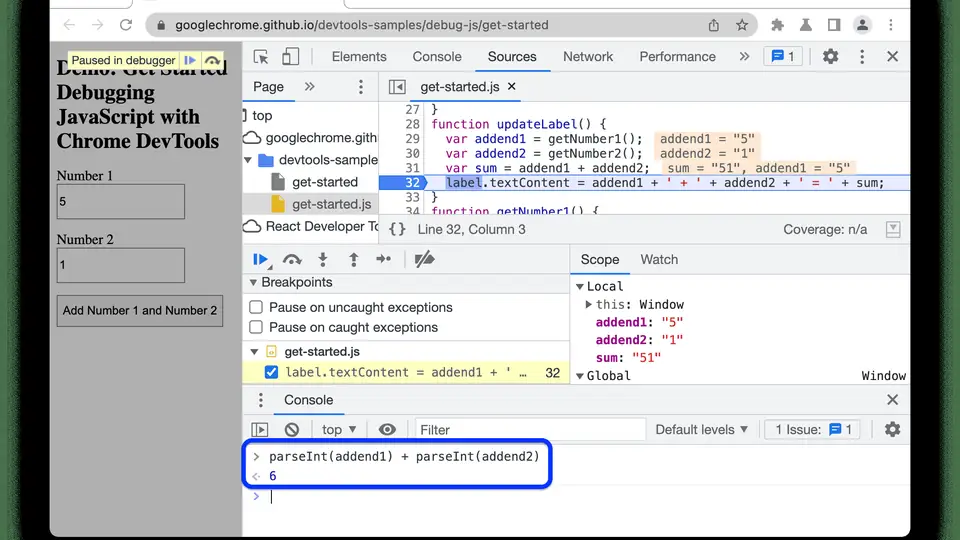 The console drawer in Chrome DevTools, where your agent reads messages through the list_console_messages tool