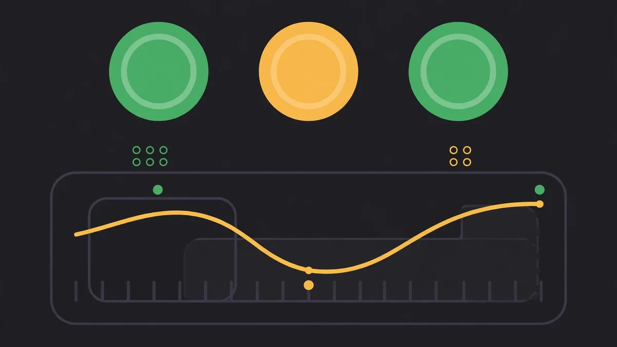 An abstract status dashboard with amber indicators