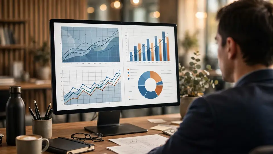 Financial analyst reviewing AI spending dashboard