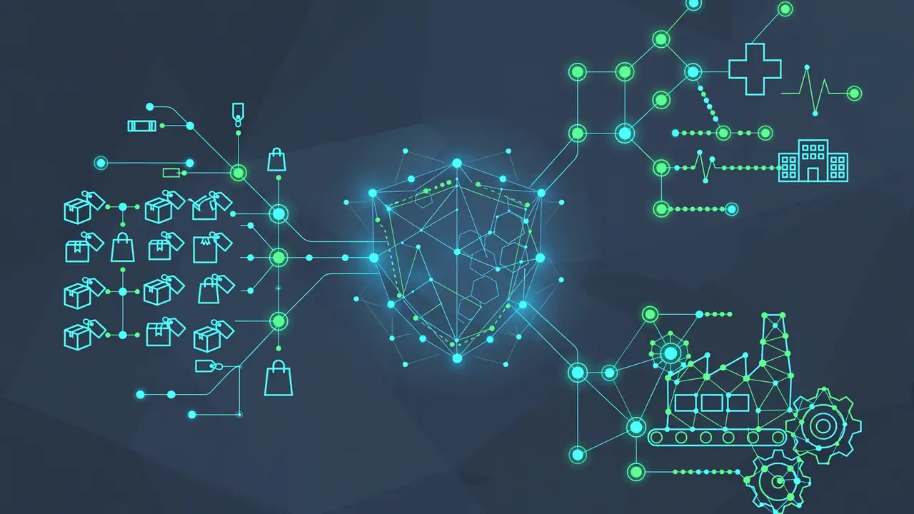 Illustration of an enterprise AI agent architecture with secured connections to business applications