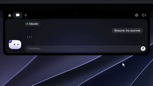 Coucou's chat view in the notch: ask Claude a question, with the provider name above the input box