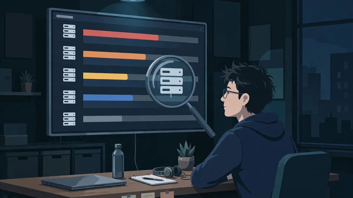 A security analyst reviewing a ranked list of hosts with severity scores on a large screen