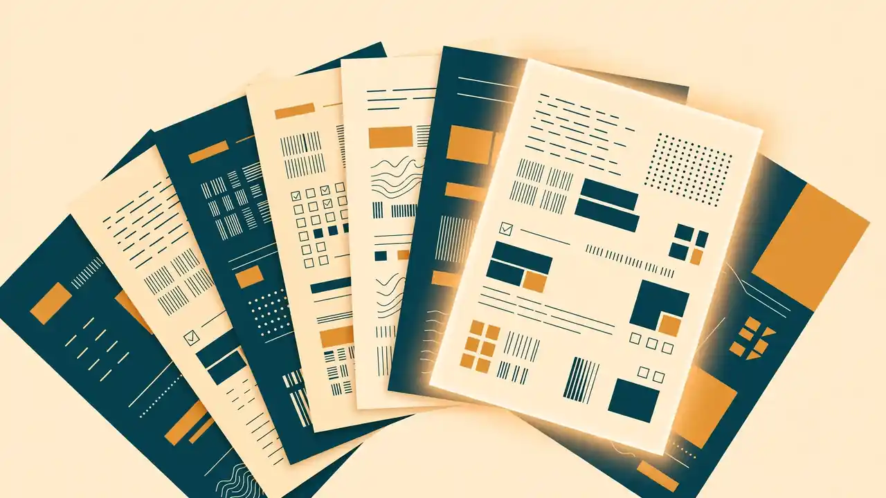 A fanned stack of documents, forms and newspaper pages in many languages, one page highlighted