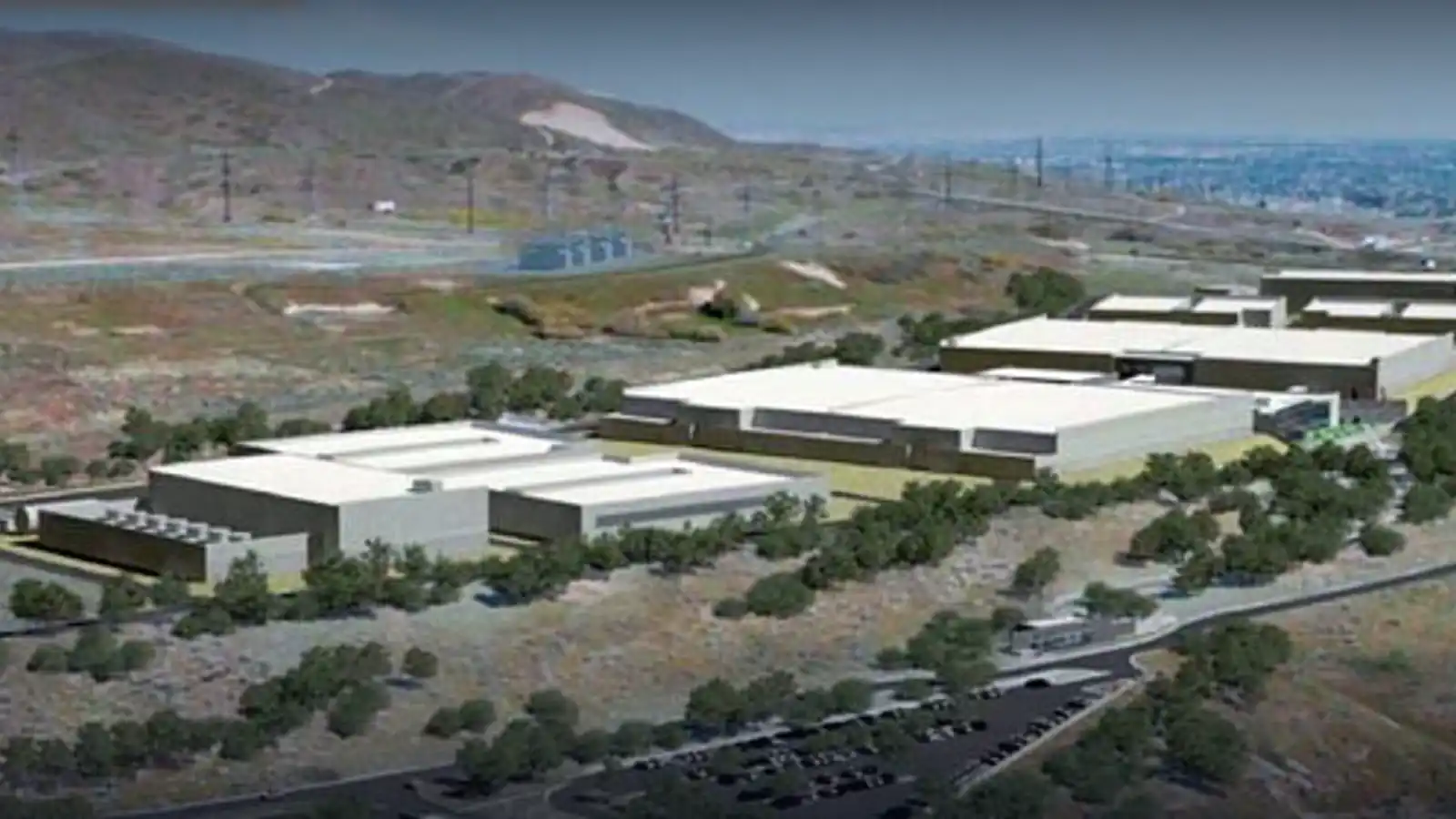 Aerial view of a hyperscale data center campus in Utah