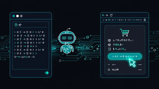 An AI agent driving a checkout flow in a browser from a natural-language test goal