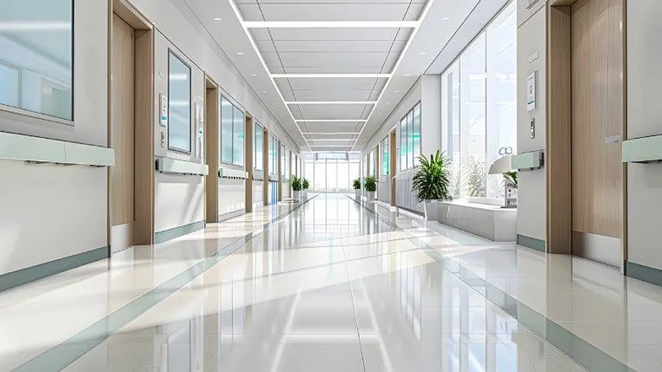 Modern hospital corridor