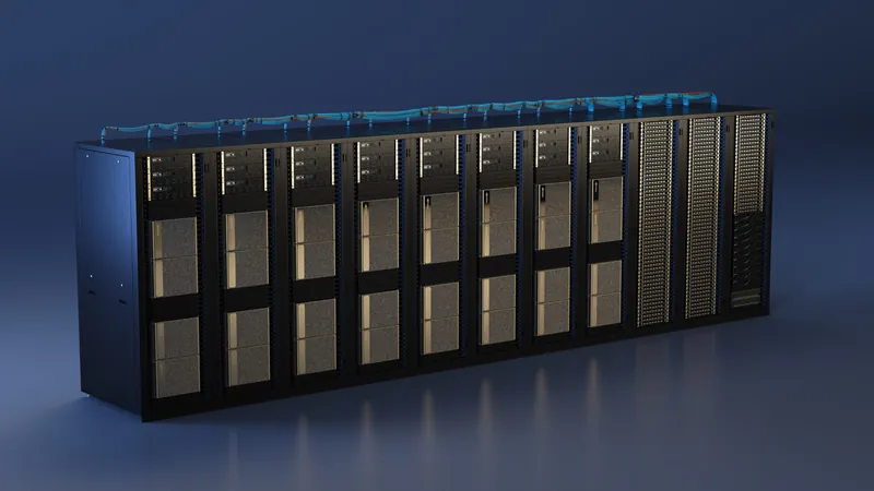 Rows of GPU server racks in a data center