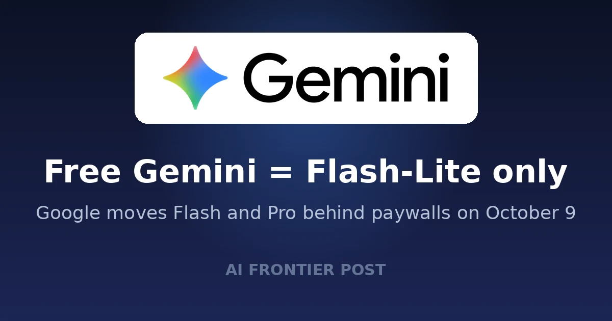 The Google Gemini logo above the headline: free Gemini becomes Flash-Lite only on October 9