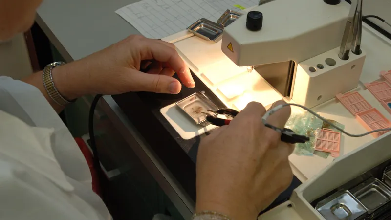 Tissue processing equipment in a pathology laboratory