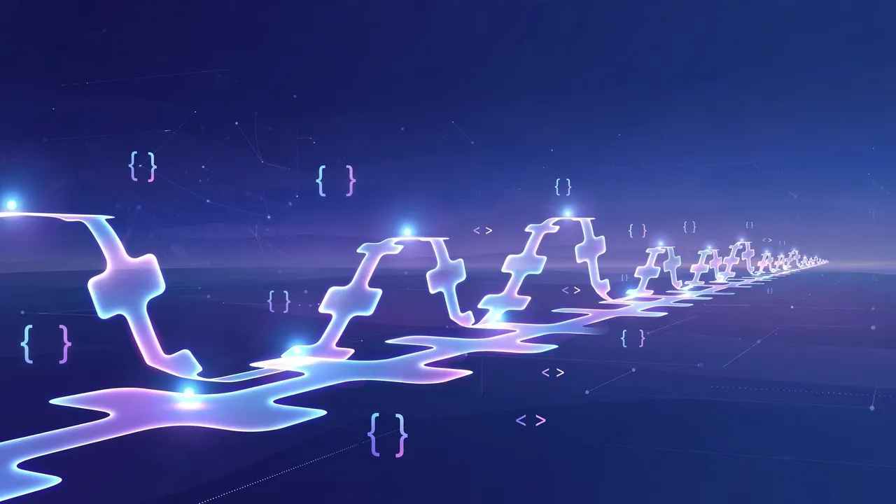An endless luminous ribbon of reasoning steps stretching to the horizon