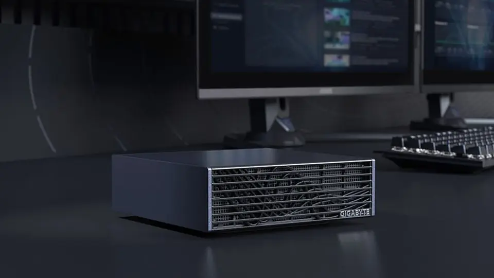 GIGABYTE AI TOP ATOM mini PC — the desktop AI line adds a 64GB tier