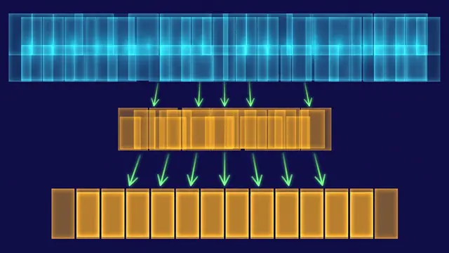 Diagram of memory savings: a long bar of bf16 weight blocks shrinks into a bar one third shorter of packed blocks, with arrows showing the flow