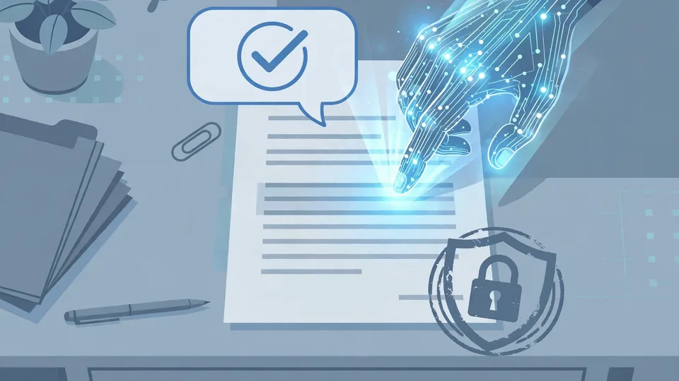 AI highlighting citations and compliance checks on a government document
