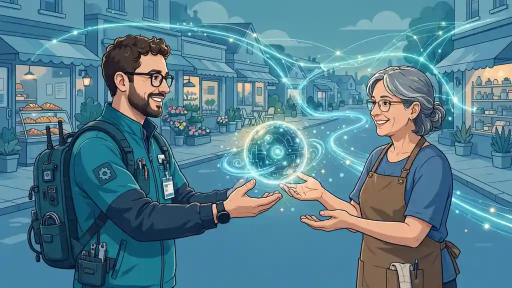 An IT provider handing a small business owner an AI assistant