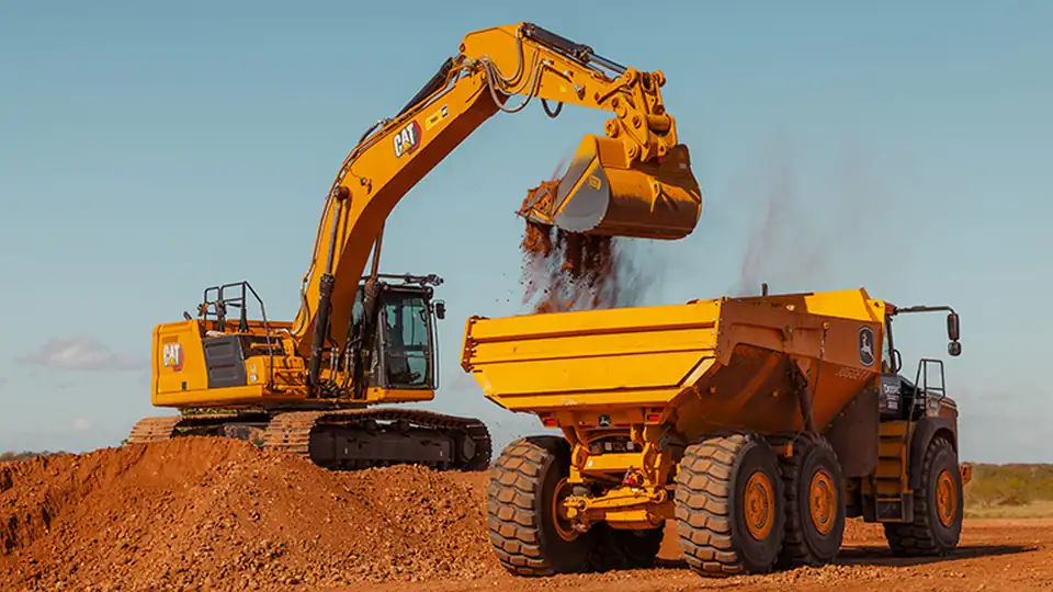An autonomous excavator at work