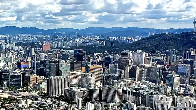 Seoul city skyline with N Seoul Tower