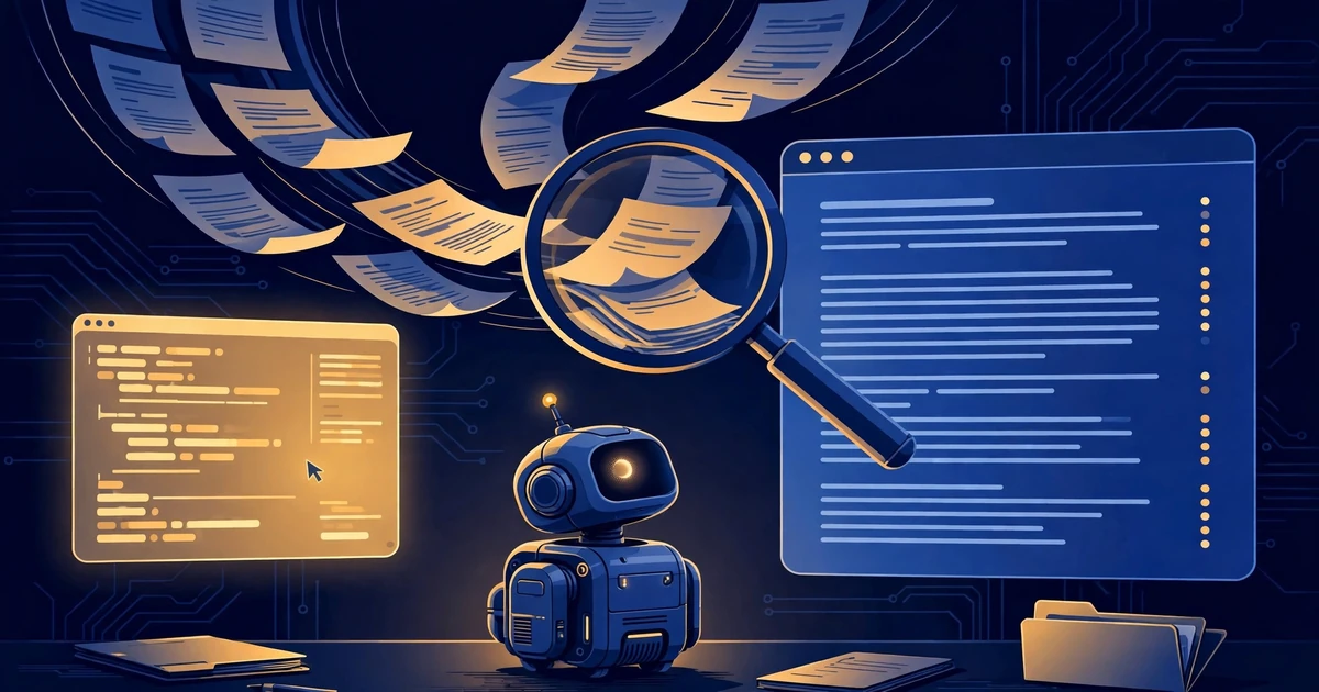 A private AI research agent drafting a cited report on a dark desktop