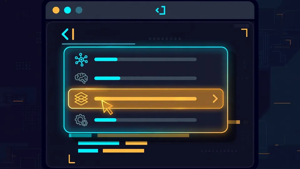 A glowing model picker dropdown over a dark terminal