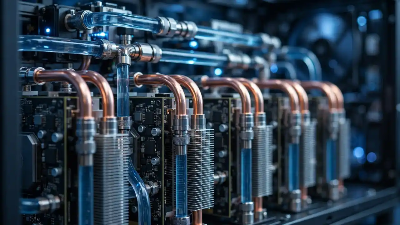Advanced AI server hardware inside an open server chassis