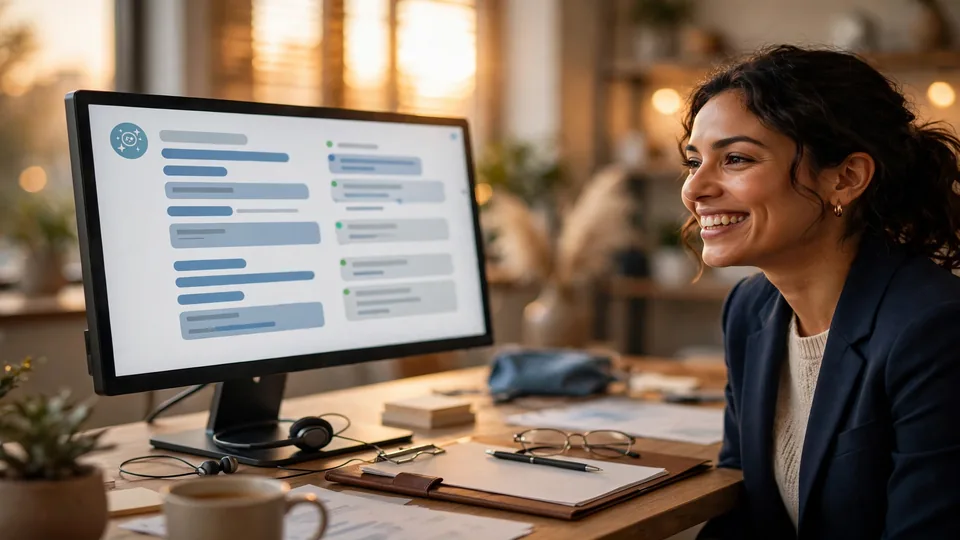 An insurance advisor preparing for a client meeting with an AI assistant on screen