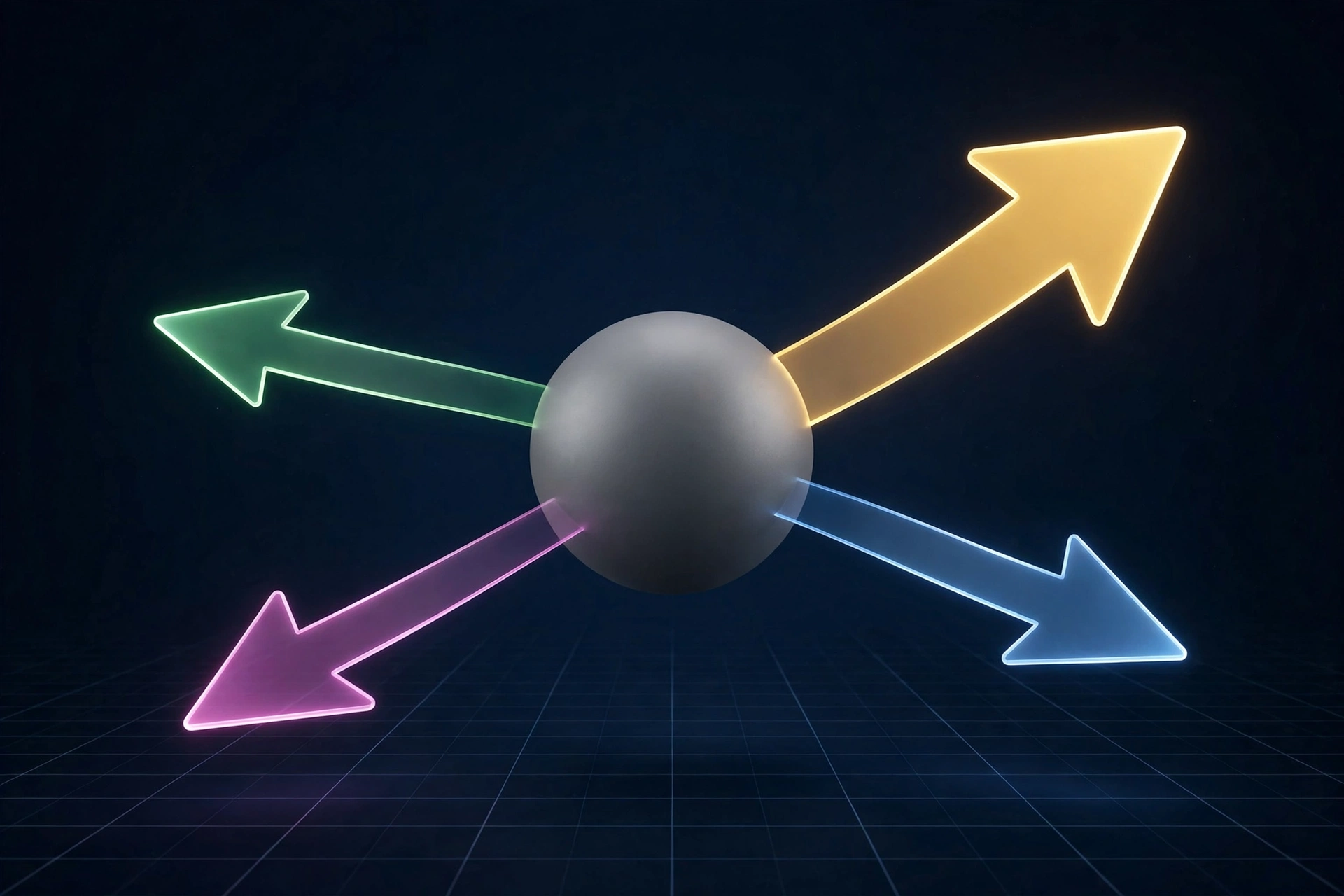 Diagram of task-vector arithmetic: skill vectors radiating from a central base model sphere