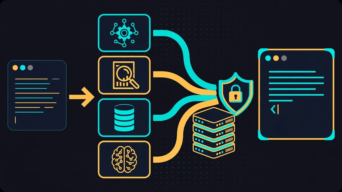Diagram of a scaffolded harness: specialist agents, an MCP server, and a policy shield feeding into one branded command-line tool
