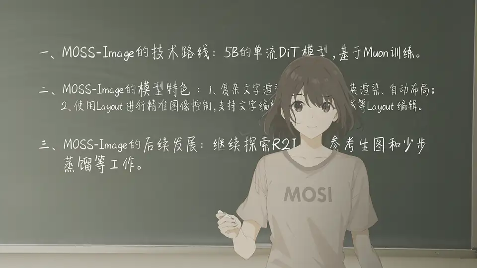 Example of MOSS-Image rendering legible rendered text inside a generated image