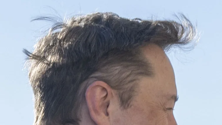 Elon Musk in profile at the Pentagon in 2025