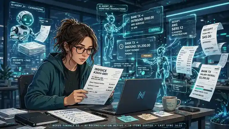 AI agents sorting bank transactions and receipts