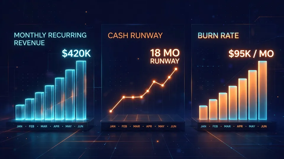 Startup financial metrics visualization