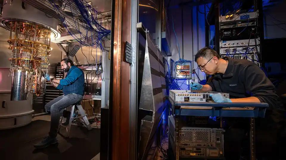 Researchers working with quantum hardware at a U.S. national laboratory.