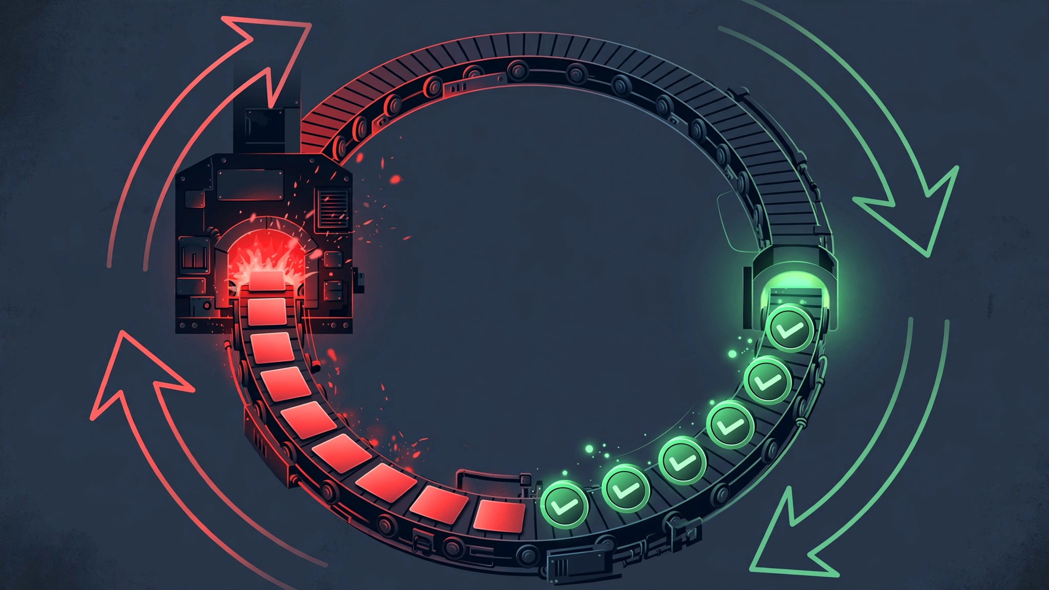 Abstract illustration of the red-green test-driven development loop