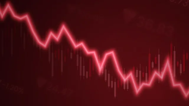 A falling red stock-market chart.