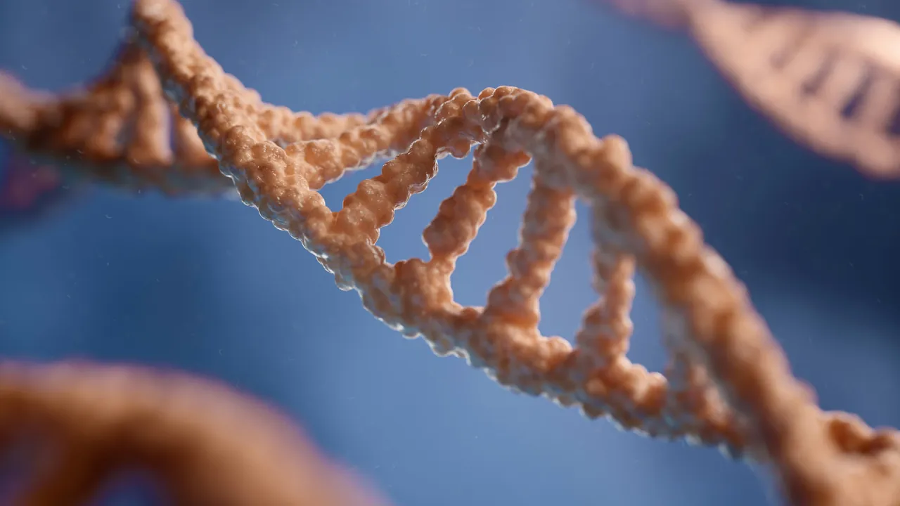 A 3D render of a DNA double helix, the kind of biological structure OpenAI's Rosalind models reason over