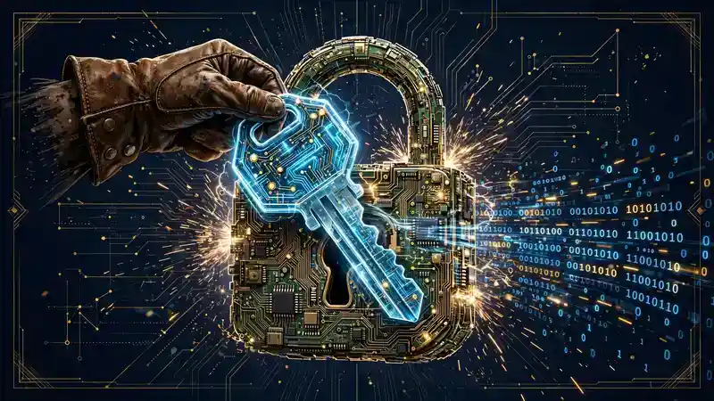 Illustration of rotating a compromised API key like a locksmith