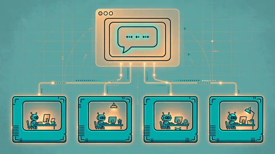 One chat window connected to four separate agent computers